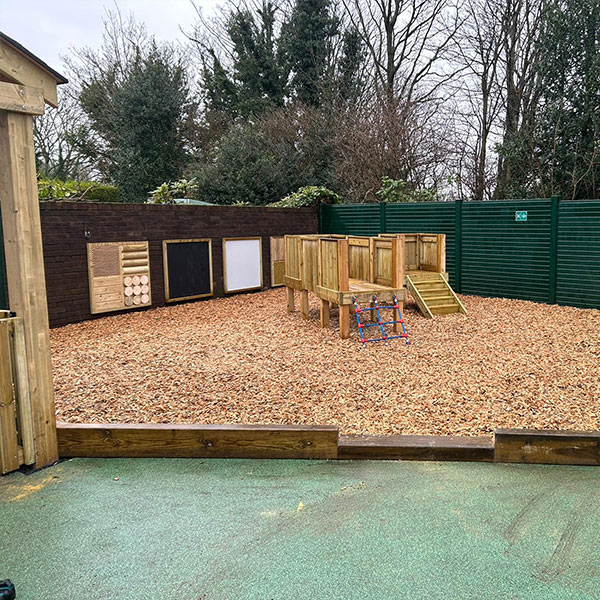 Playground with wood bark chippings